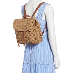NWT Nordstrom Ravi Straw Backpack in Light Natural